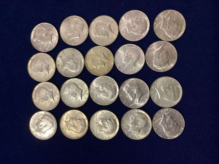 20 mixed date, circulated 40% silver Kennedy halves image