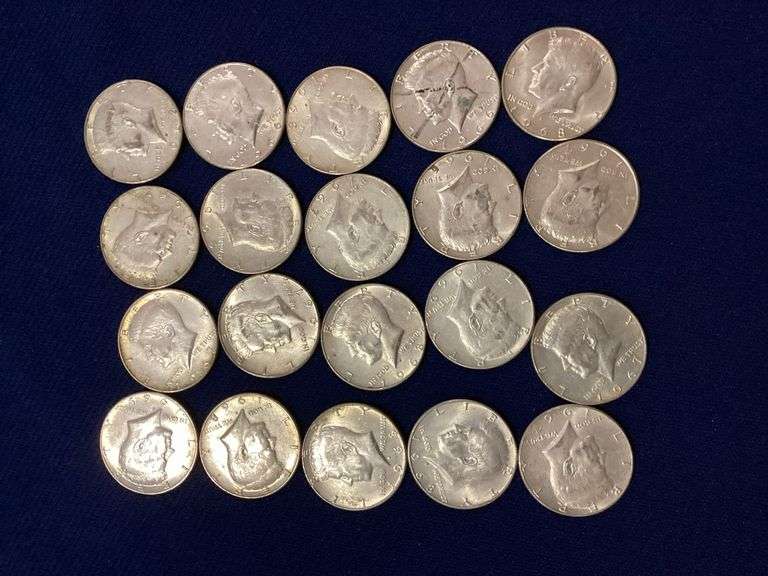 20 mixed date, circulated 40% silver Kennedy halves image