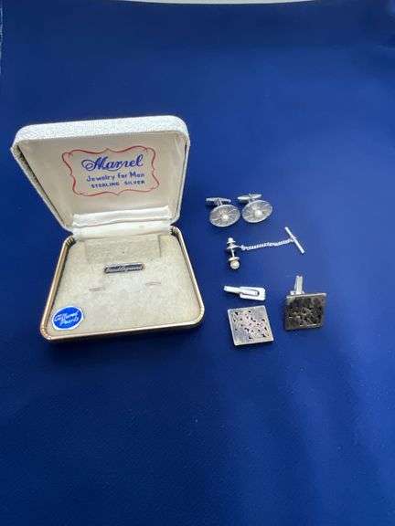 Sterling cuff links and tie tack image
