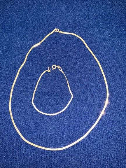 14K herringbone 18" necklace, 14K herringbone 8" bracelet image