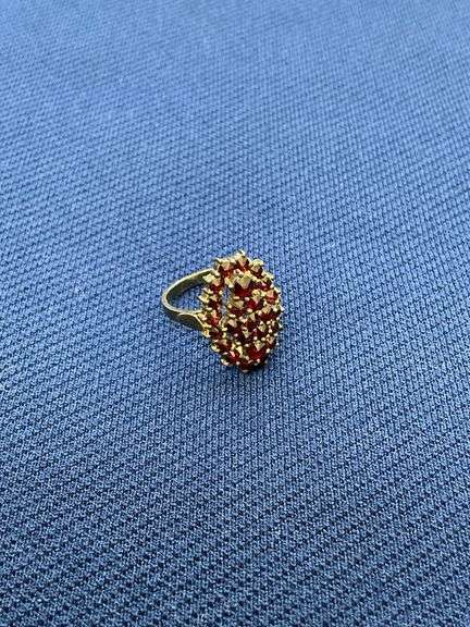 Marked .900 size 5 ring, rubies? image