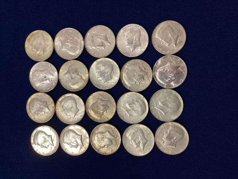 20 mixed date, circulated 40% silver Kennedy halves image