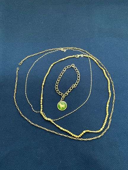 Sterling 18" Singapore chain, 24" sterling paper clip chain, sterling 18" chain, sterling bracelet and pendant. image
