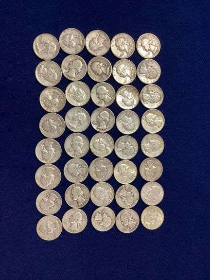 40 circulated, mixed date silver Washington quarters image