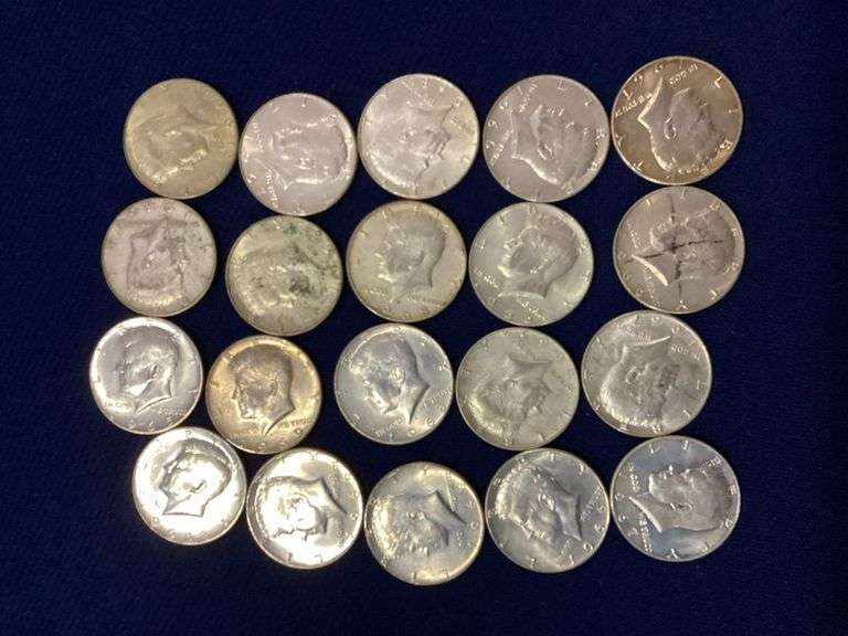 20 mixed date, circulated 40% silver Kennedy halves image