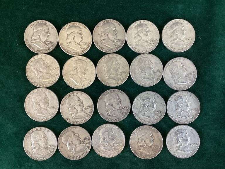 20 circulated, mixed date 90% silver halves image