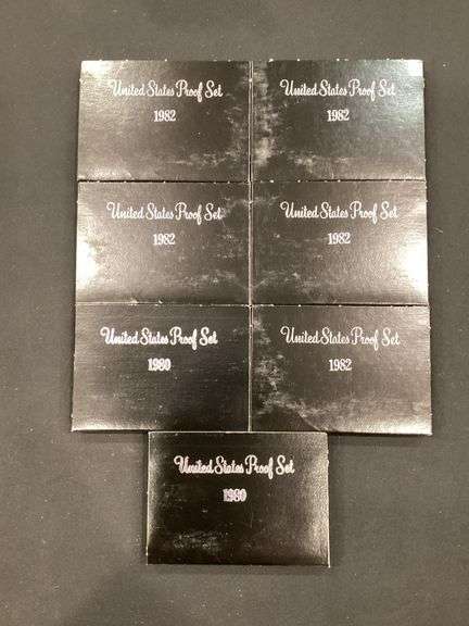 (2) 1980, (5) 1982 United States Proof Sets.