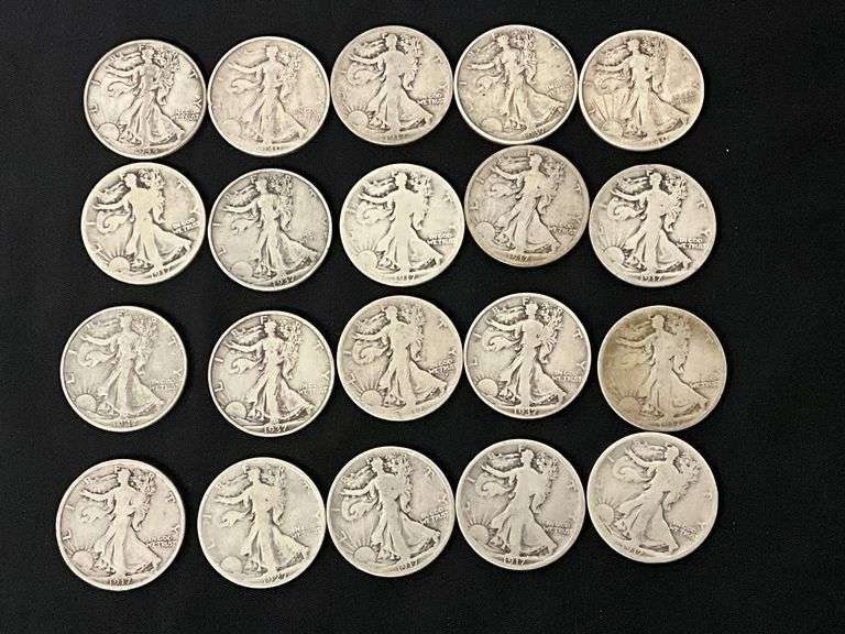 20 Walking Liberty silver half dollars image