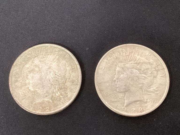 Pair of 1922 Peace silver dollars image