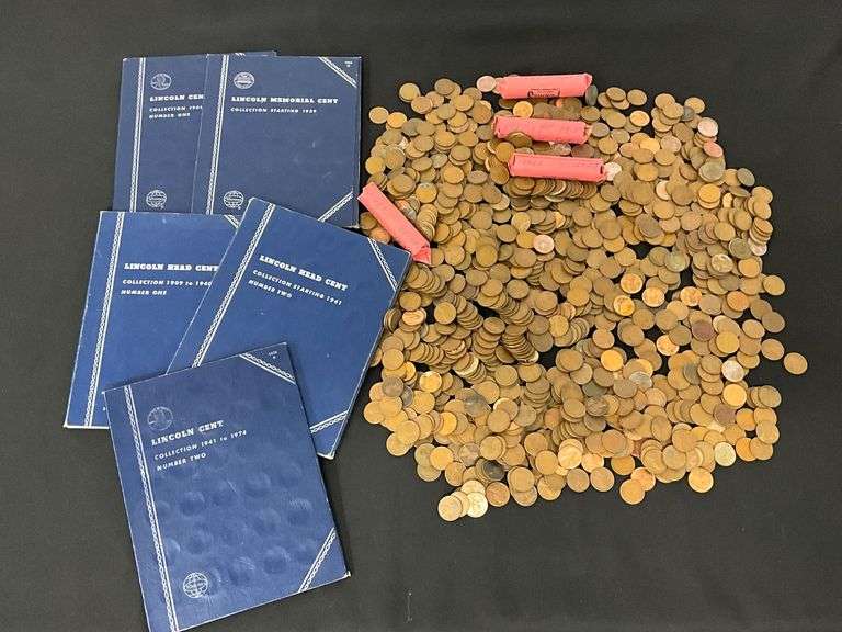 Assortment of pennies, albums, rolls, flips image