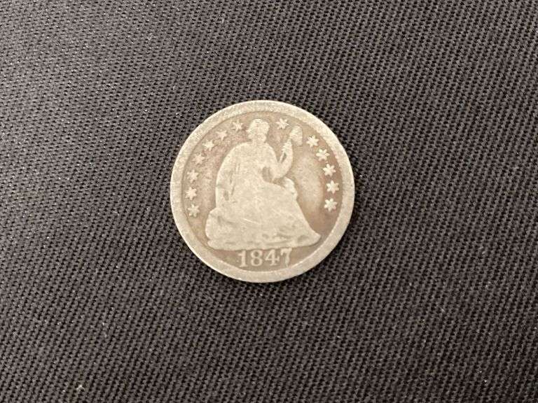 1847 seated half dime, good image