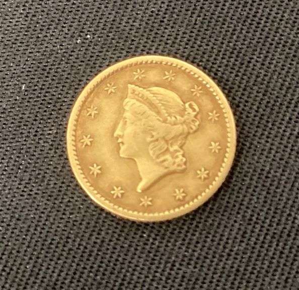 1849 first year of issue $1 gold piece, VF image
