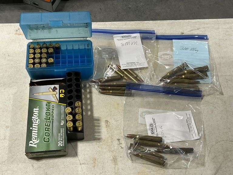 Assortment of rifle shells 30-06, 8mm, .243, 300 Mag image