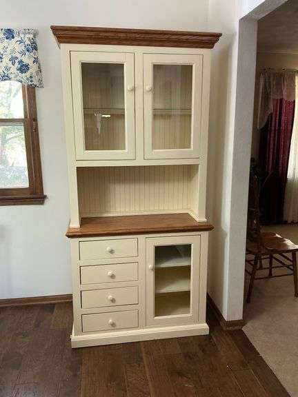 Two-piece lighted china hutch image