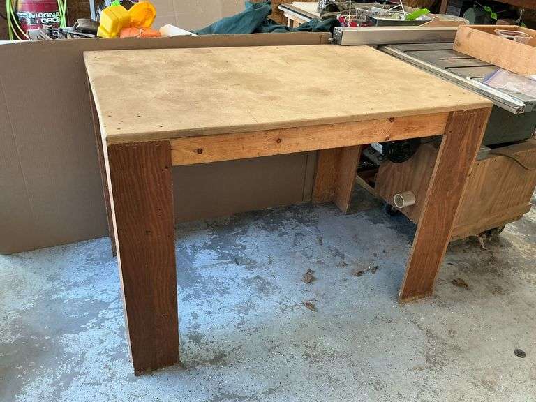 Wooden work bench, 49" W x 32" D x 34" T image