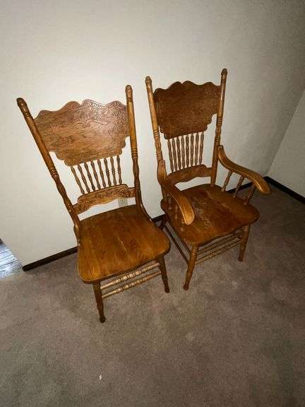 Pair of dining room chairs, captain and straight image