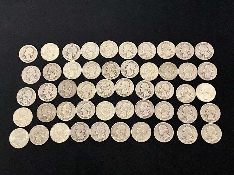 50 Washington silver quarters image
