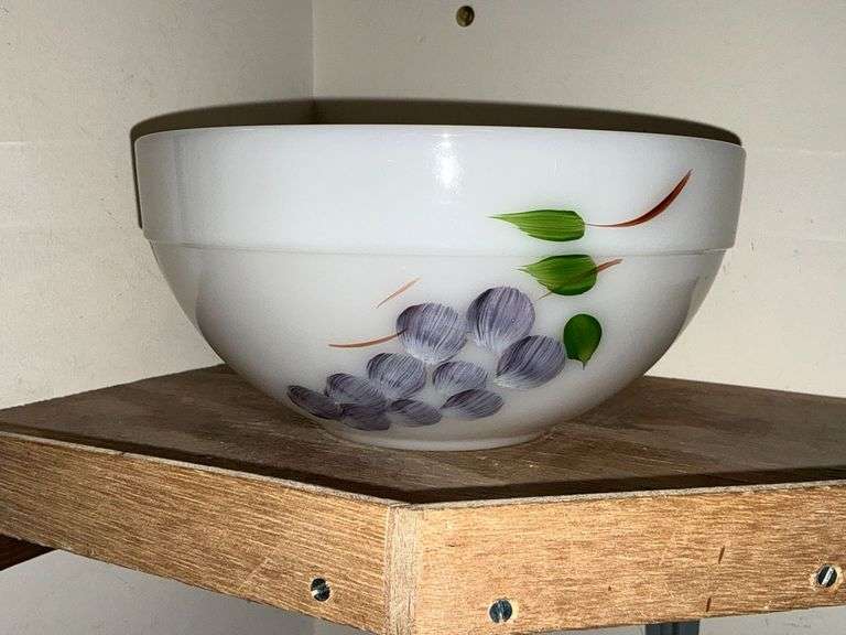 Anchor Hocking Fire King hand painted fruit motif bowl image