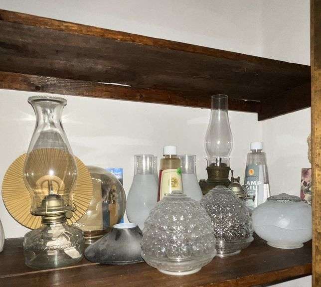 Oil lamps, oil, shades, etc. image