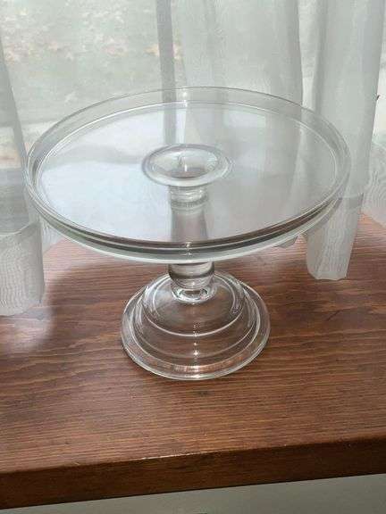 Glass cake stand, 8" T. image