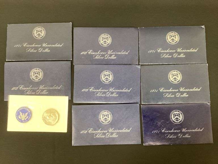 Eisenhower Uncirculated Silver Dollars in presentation envelopes image