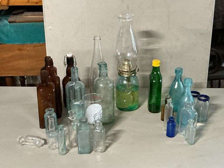 Assortment of vintage bottles image