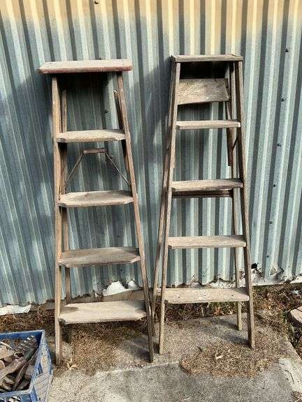 Pair of 5' wooden ladders. image