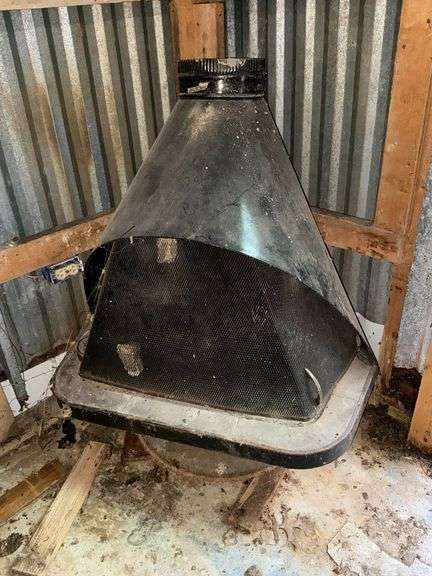 Mid-century modern corner sheet metal fireplace image