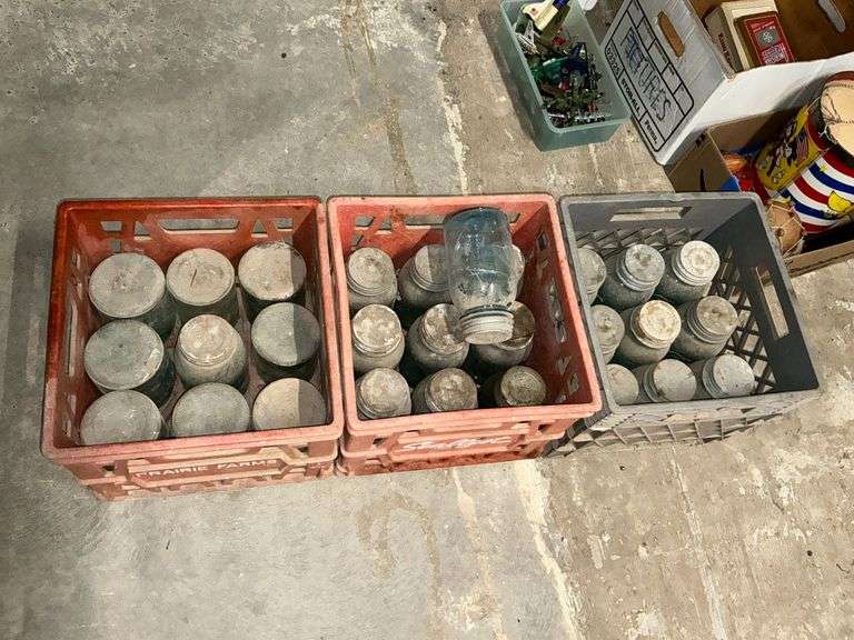 3 crates of canning jars mostly quart image