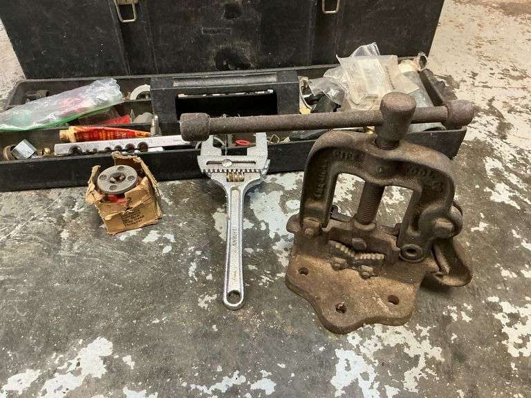 Plumbing supplies, pipe vise, pipe cutters, flaring tools image
