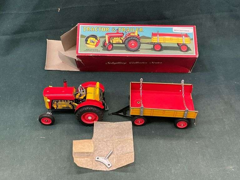 Schylling Collector Series tractor and trailer wind up toy image