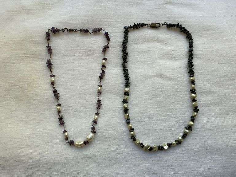 Pair of necklaces with clasps marked 925 image