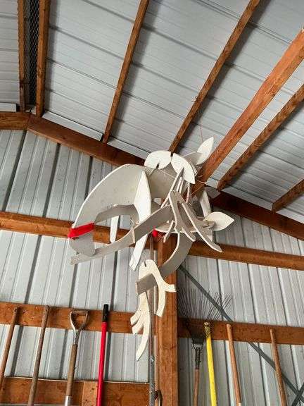 2 wooden yard art reindeer image