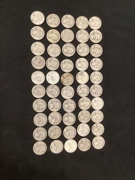50 Washington silver quarters image
