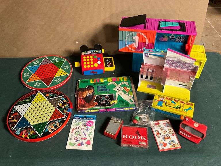 Toys, View Master, Rook card game, Mickey Mouse cash register, image