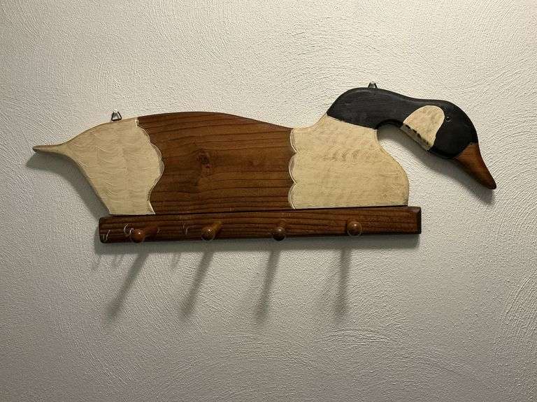 Wooden goose coat rack image