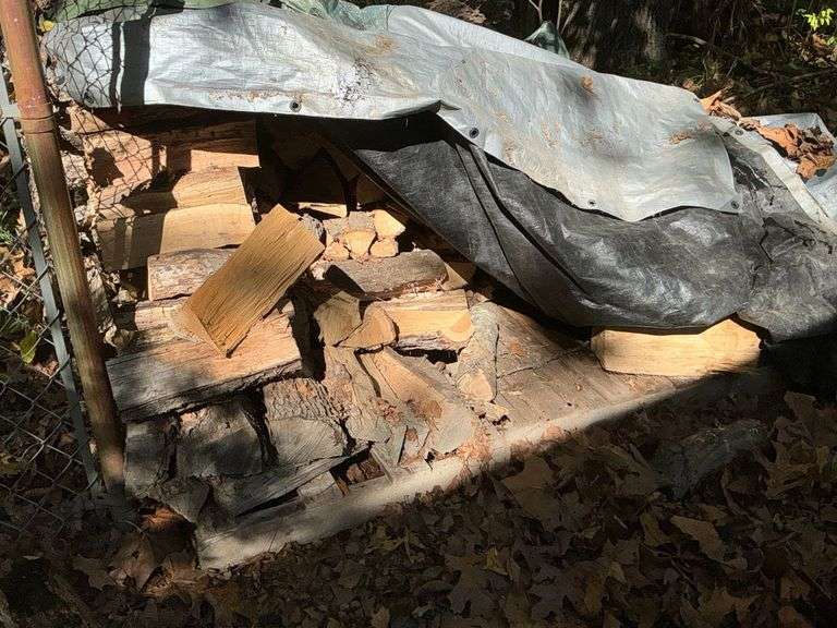 Firewood pile outside shop image