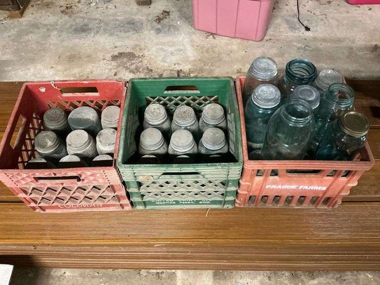 3 crates of  canning jars mostly quart image