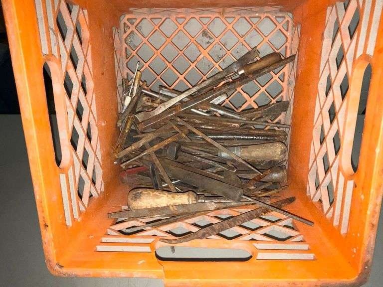 Assortment of chisels, punches, files, screwdrivers image