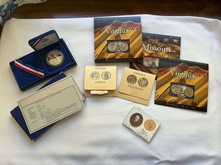 1986 Liberty half dollar in presentation box, Virginia state quarters image