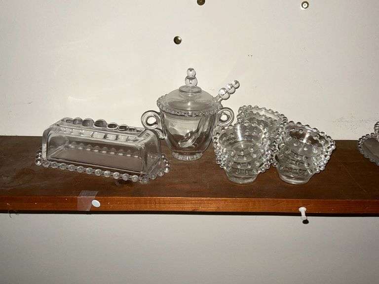 Candlewick condiment jar, butter dish and 12 salt cellars image