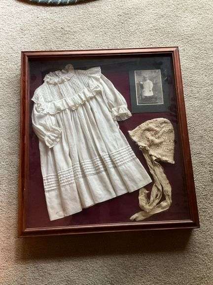 Baptismal gown in shadow box image