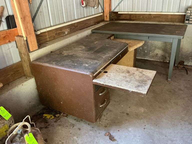 Metal worktable and Steel Age metal desk image
