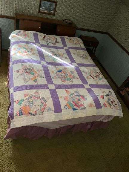 Patchwork string star quilt, hand stitched image