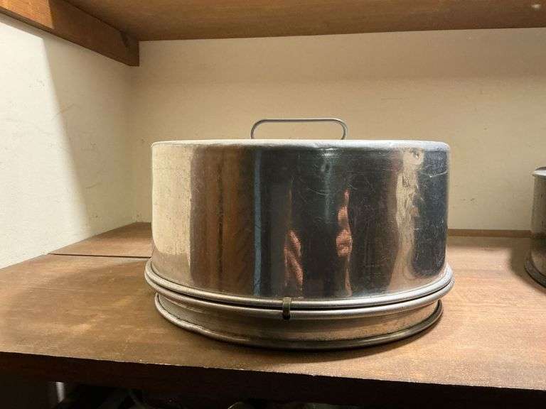 Vintage aluminum locking covered cake safe image