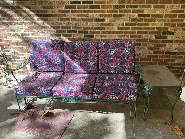 Metal patio glider rocker and glass top side table image