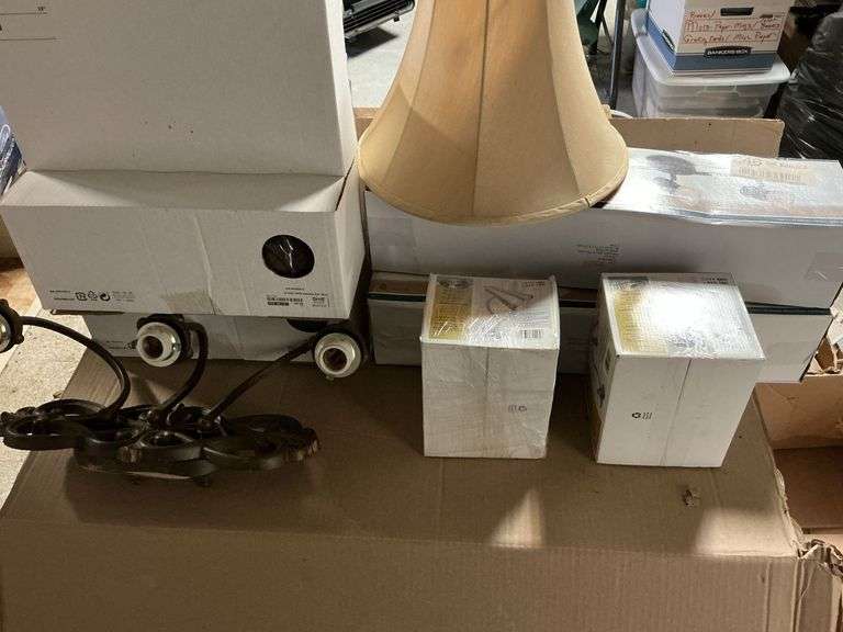 Ikea lamp shades, assorted light fixtures, clip lights, some like new condition image