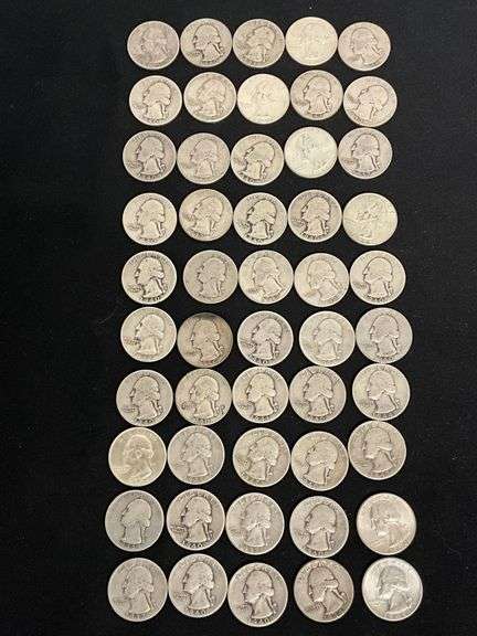 50 Washington silver quarters image