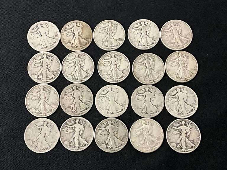 20 Walking Liberty silver half dollars image
