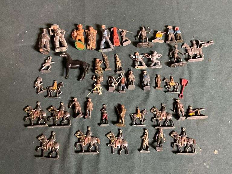 Lead? toy figurines, military men, gladiators, cowboys and Indians, etc. image